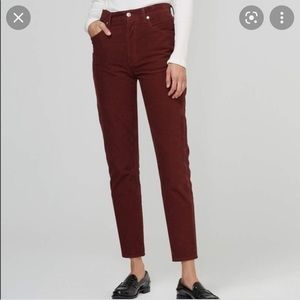 Citizens of Humanity Jolene High-Rise Slim Corduroy Jeans, Dusted Scarlett sz 24
